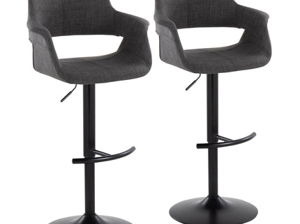 Vintage Flair - Mid Century Modern Adjustable Barstool With Swivel & Rounded T Footrest (Set of 2)