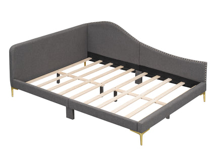 Upholstered Daybed With Headboard And Armrest, Support Legs