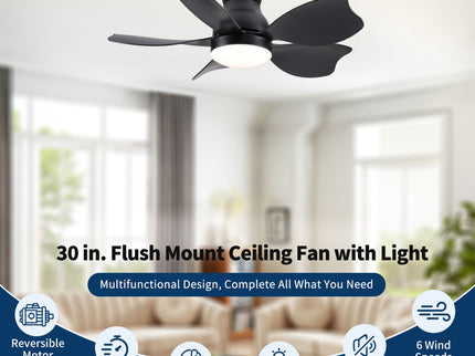 Low Profile Flush Mount Ceiling Fan With Light
