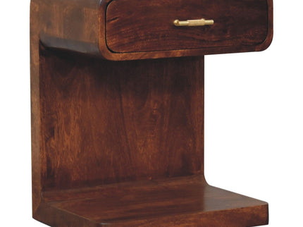 T Bar Rounded Bedside Table - Dark Brown