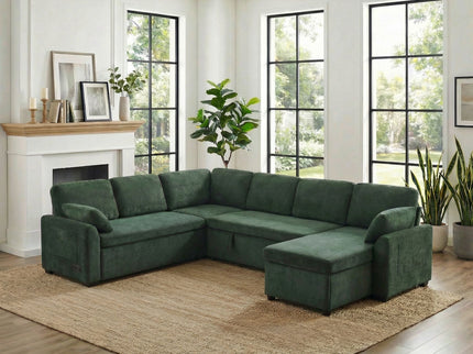 Convertible U-Shaped Sectional Sofa Bed With Reversible Chaise