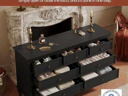 7 Drawer Dresser, Storage Chest - Black