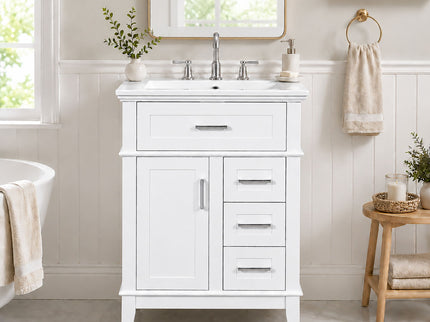 Modern Bathroom Vanity With Sink, Flip Drawer & 3 Drawers, Soft Close Hinges, Adjustable Shelf