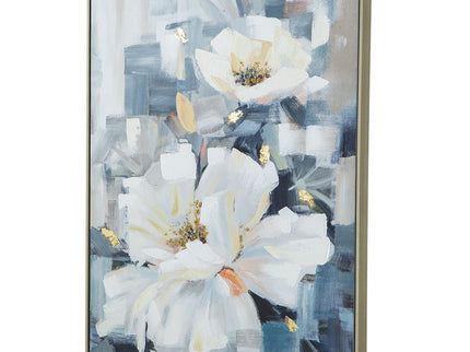 Large Rectangle Framed Wall Art Flower Canvas Print, Home Decor For Living Room Kitchen Foyer Office - Blue