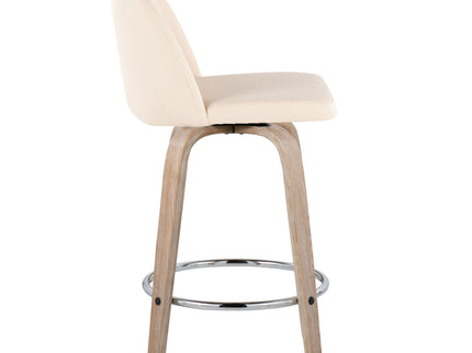 Toriano - Modern Design Fixed Height Counter Stool With Swivel With Round Footrest (Set of 2)