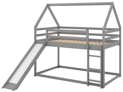 House Shape Bunk Bed With Slide And Ladder