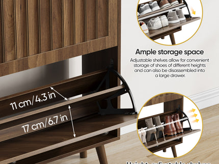 Shoe Cabinet, Storage Unit For Hallways - Walnut
