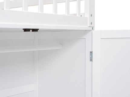 L Shaped Bunk Bed With 3 Drawers, Portable Desk And Wardrobe