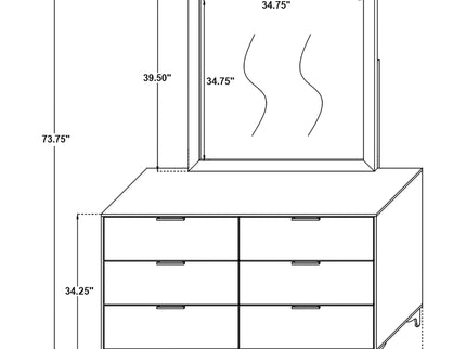 James - 6 Drawer Dresser With Mirror - White
