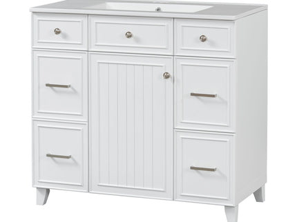 Bathroom Vanity With Ceramic Sink, Soft Close Doors, Adjustable Shelves