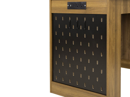 Modern Fluted Office Desk With Storage Cabinet