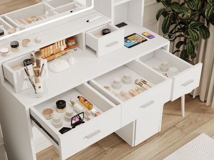 40.95" Newly Designed Smart Mirror Dressing Table With Drawers And Storage Cabinet, Dressing Table With Dressing Pad For Bedroom, Dressing Room