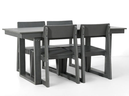 5 Piece Outdoor Dining Set, Table With Umbrella Hole And 4 Armrest Chairs