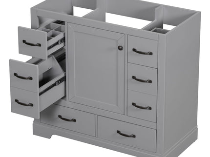 Modern Bathroom Vanity Base Only, 6 Drawer Storage With Adjustable Shelf
