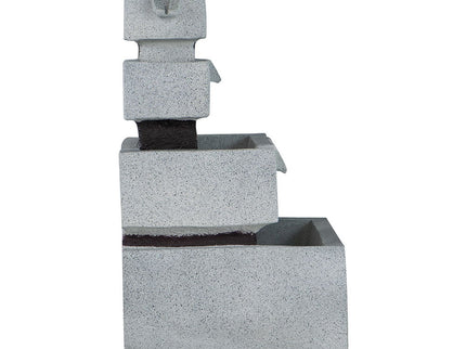 Decorative 4 Tier Block Fountain With Light, For Indoor And Outdoor - Black / Gray