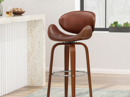 Lumos - Mid Century Modern Upholstered Swivel Barstool