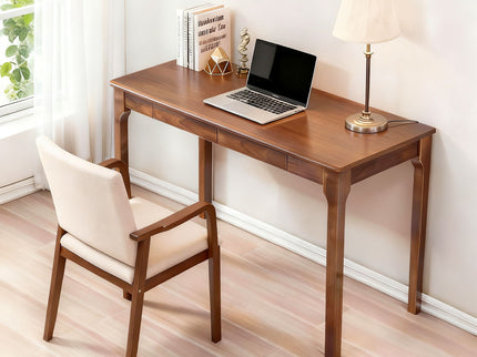 Desk With Drawers, Smooth Edge Design - Walnut