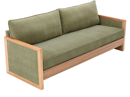 Modern 3 Seater Sofa With Wood Armrests