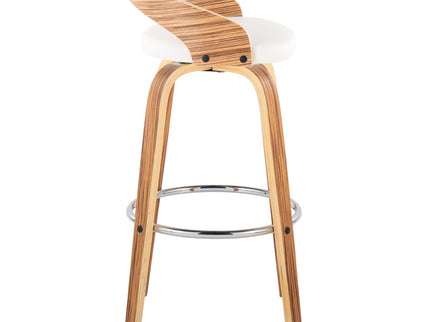 Grotto - Contemporary Fixed Height Barstool With Swivel With Round Footrest (Set of 2)