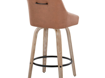 Hannah - Transitional Fixed Height Counter Stool With Swivel With Round Footrest (Set of 2)