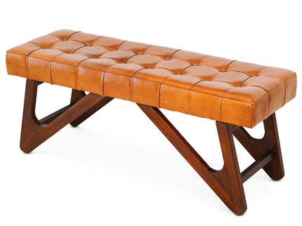 Mia - Bench With Buttons - Brown / Rustic