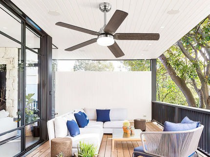 42" Ceiling Fan With Reversible DC Motor, LED Light, 5 Blade Design - Nickel