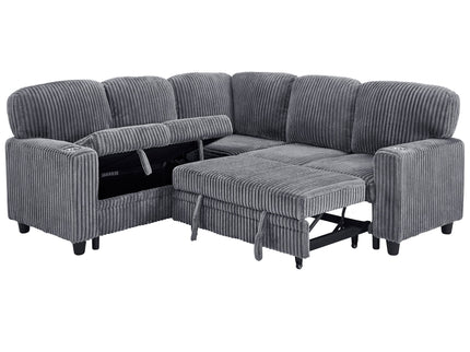 L-Shaped Sofa With Pull Out Sofa Bed With USB
