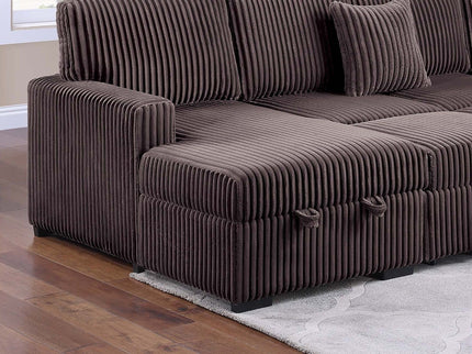 Convertible Sectional Upholstered Sleeper Sofa With Storage Chaise