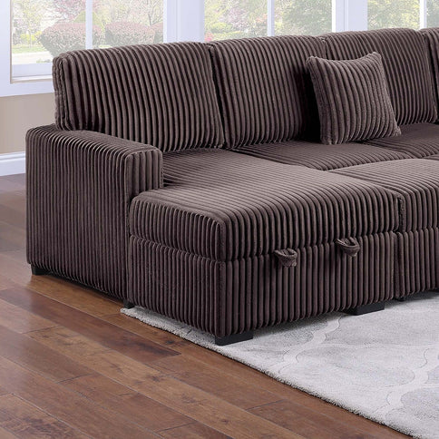 Convertible Sectional Upholstered Sleeper Sofa With Storage Chaise