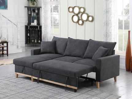 Colton - Reversible Sleeper Sectional Sofa With Storage Chaise - Dark Gray