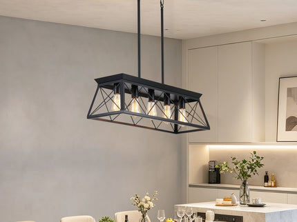 Chandelier Pendant Light For Dining Room Kitchen, 5 Light Fixture With Adjustable Height
