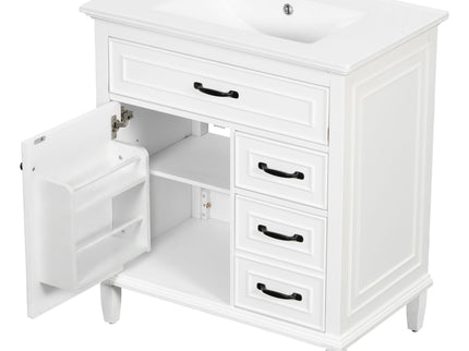 Bathroom Vanity With Sink Top, Flip Drawers, Adjustable Shelf