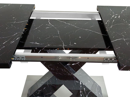 Modern Rectangle Dining Table With Stretchable TopAnd X Shape Legs