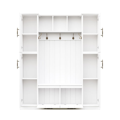 Hall Tree With 4 Side Cabinets