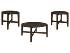 Dark Brown / 3 Pc. Coffee Table, 2 End Tables