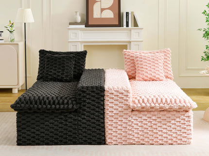 Multifunctional Sofa Pink Black, Fits 4 People