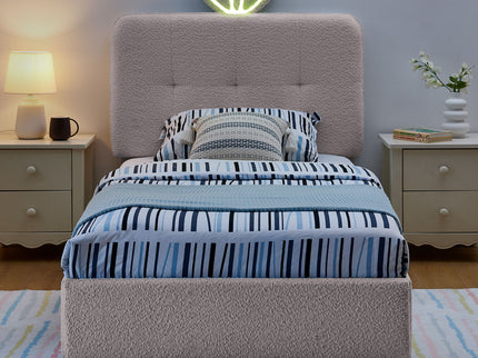 Upholstered Bed With Oversized Rabbit Ear Headboard, LED Lights & 4 Storage Drawers