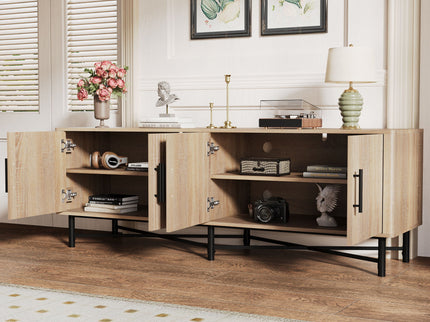 4 Door TV Cabinet, 2 Storage Spaces, Adjustable Shelves