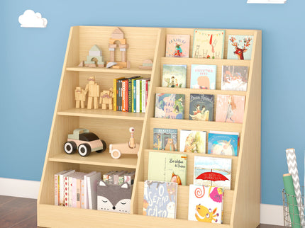 Bookshelf And Toy Storage Organizer, 4 Tier Bookcase With Display Stand For Playroom