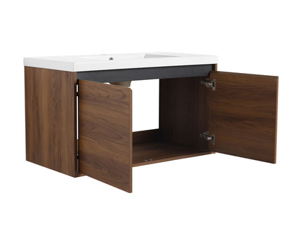 Bathroom Vanity Set With Resin Countertop Sink And 2 Doors, Engineered Wood