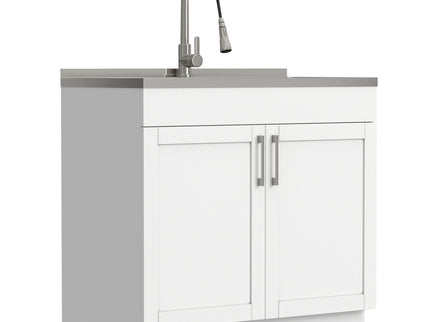 Modern Shaker All-In-One Laundry Utility Sink And Cabinet With Pull-Out Faucet