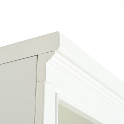 Retro Style 75'' Tall Display Shelf With Cabinet For Hallways Living Room Kitchen - White