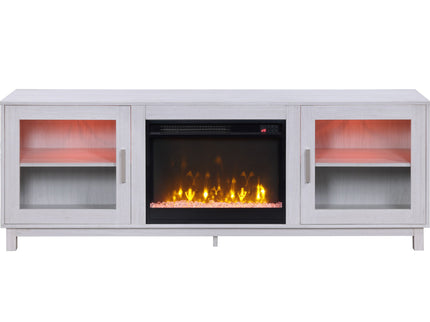 Summit - TV Stand Console With Fireplace - White Walnut Finish