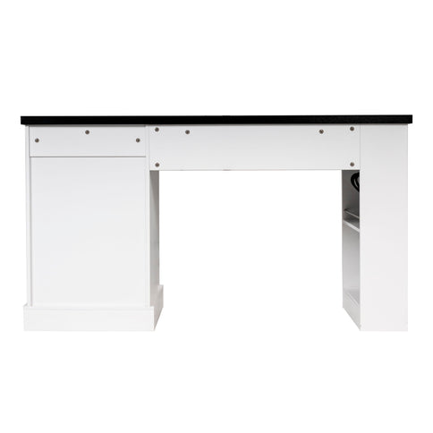 Modern Fluted Office Desk With Storage Cabinet