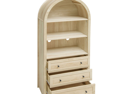 Arched Kitchen Pantry, Modern Farmhouse Wood Kitchen Storage Cabinets, Arched Storage Display Cabinet With Adjustable Shelves, Versatile Cupboard For Kitchen, Dining Room, Living Room - Natural