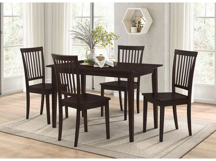 Stan - 5 Piece Dining Set With Rectangular Table And Slat Back Chairs - Cappuccino