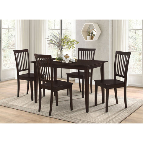 Stan - 5 Piece Dining Set With Rectangular Table And Slat Back Chairs - Cappuccino