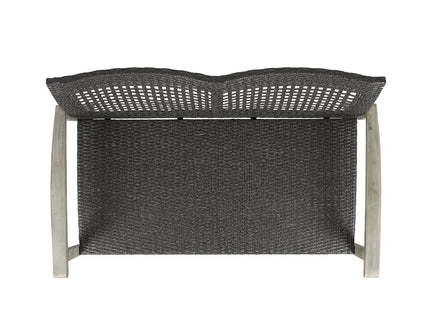 Hampton - Outdoor Wood And Wicker Loveseat - Gray