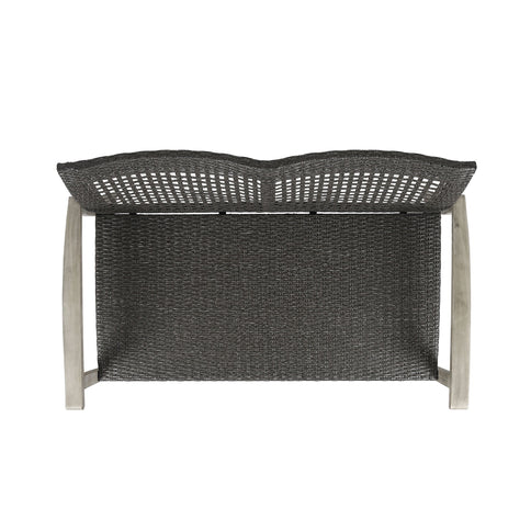 Hampton - Outdoor Wood And Wicker Loveseat - Gray