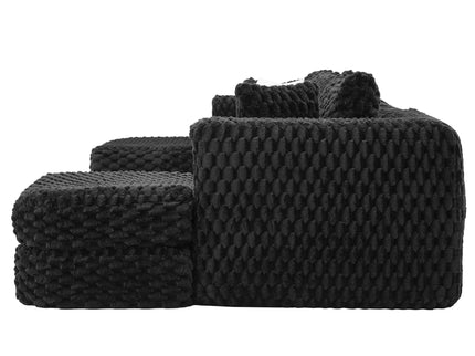 Modular Sectional Sofa, Boneless Couch With 2 Movable Ottomans